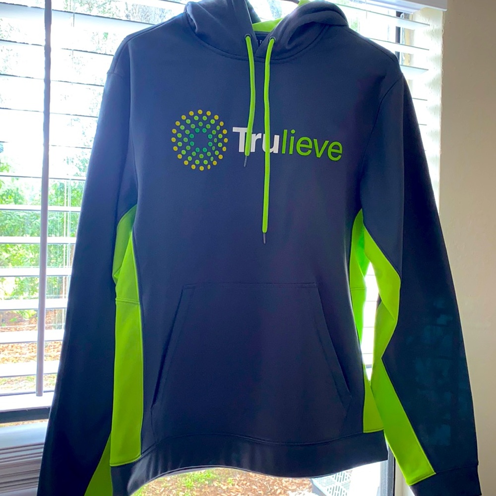 Trulieve Grey and lime green hoodie